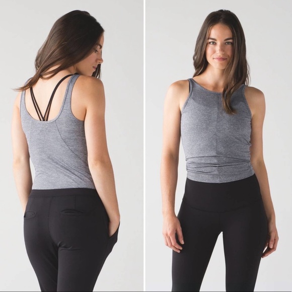lululemon athletica Tops - LULULEMON | Low Scoop Back Heather Gray Sleeveless Back At It Tank Top Sz. 2